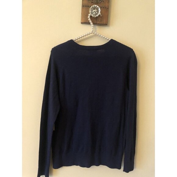 NWT St Johns Bay Size Small Blue Lightweight Knit Sweater Floral Embroidered - Picture 3 of 5